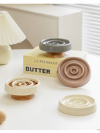 Ceramic Slow Feeder Pet Bowl with Wooden Base