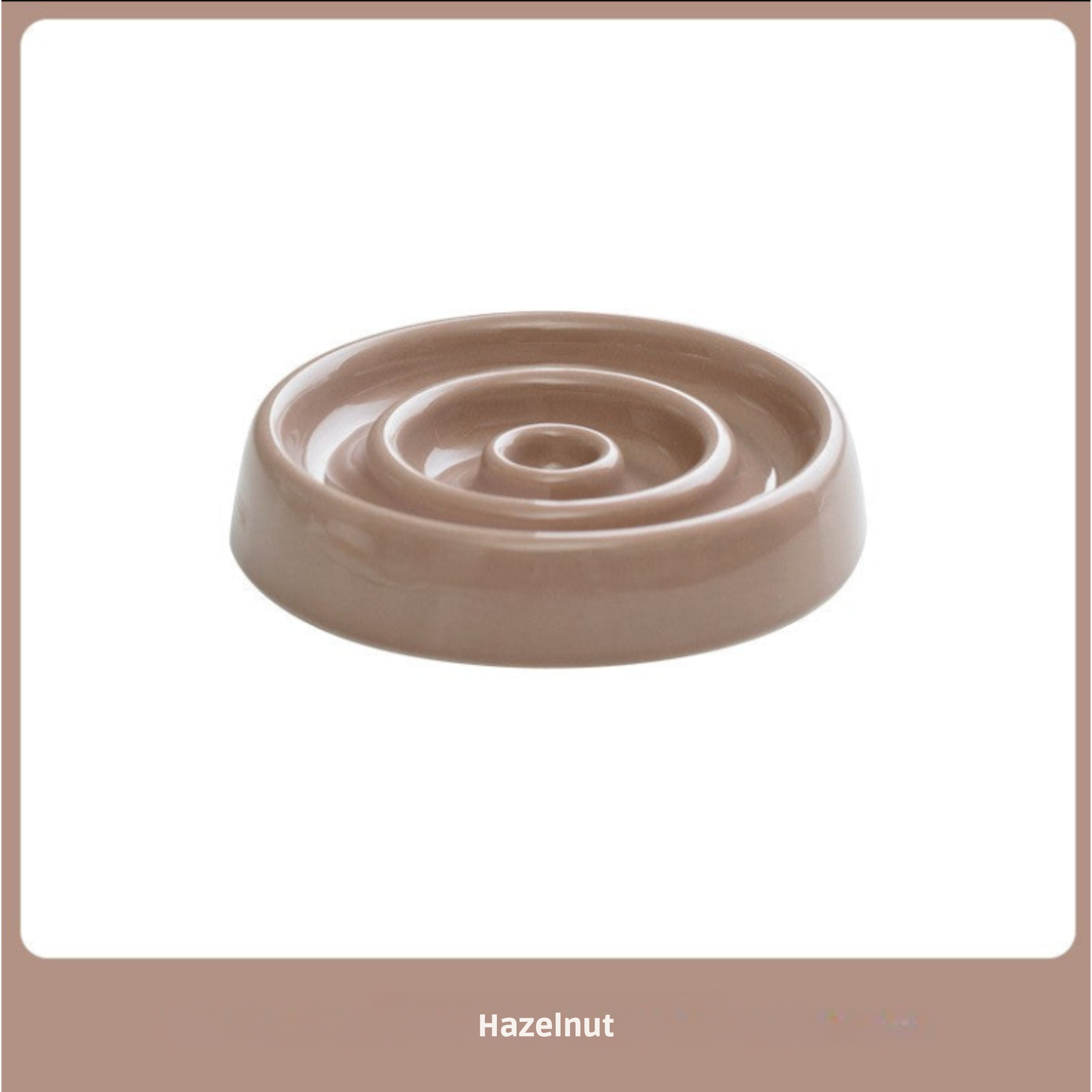 Ceramic Slow Feeder Pet Bowl with Wooden Base
