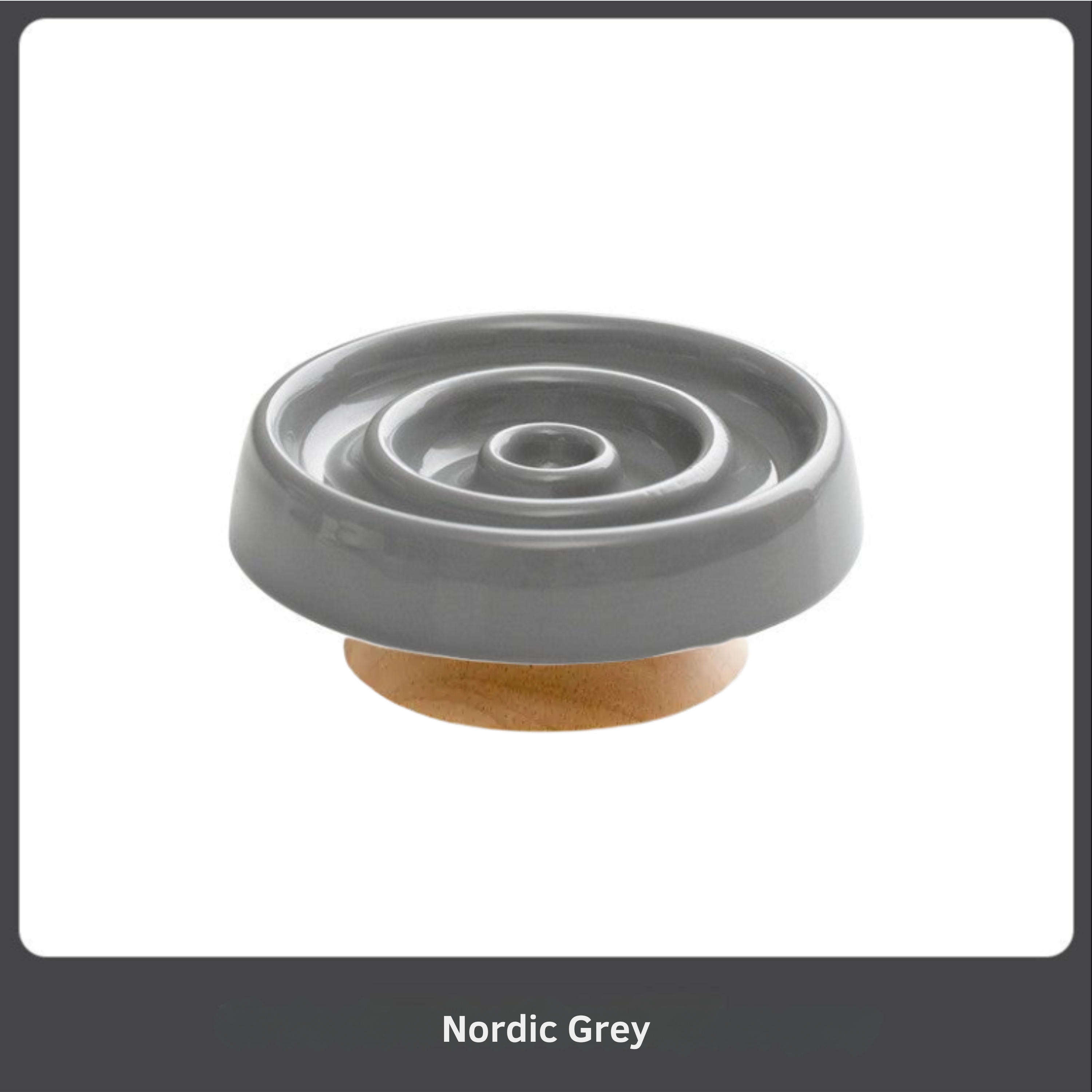 Ceramic Slow Feeder Pet Bowl with Wooden Base