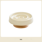 Ceramic Slow Feeder Pet Bowl with Wooden Base